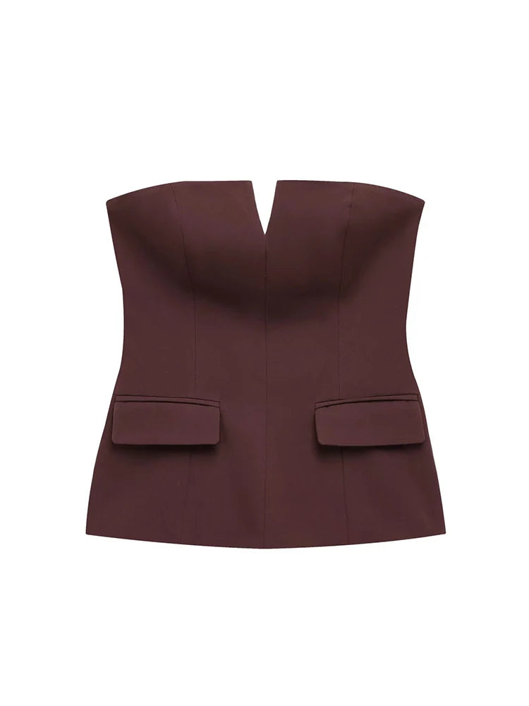 Sleeveless Strapless Crop Top | Women's Solid Office-Ready Tube Top