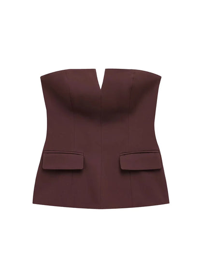 Sleeveless Strapless Crop Top | Women's Solid Office-Ready Tube Top
