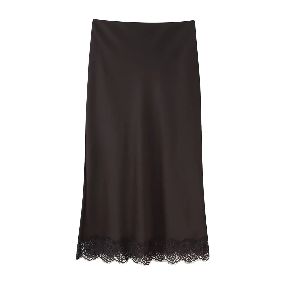 Satin & Lace Wrap Midi Skirt | Women's Elegant Half Skirt