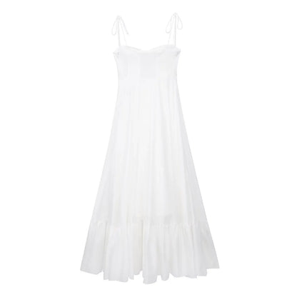 Tiered Spaghetti-Strap Maxi Dress | Women's A-Line High-Waist Party Dress