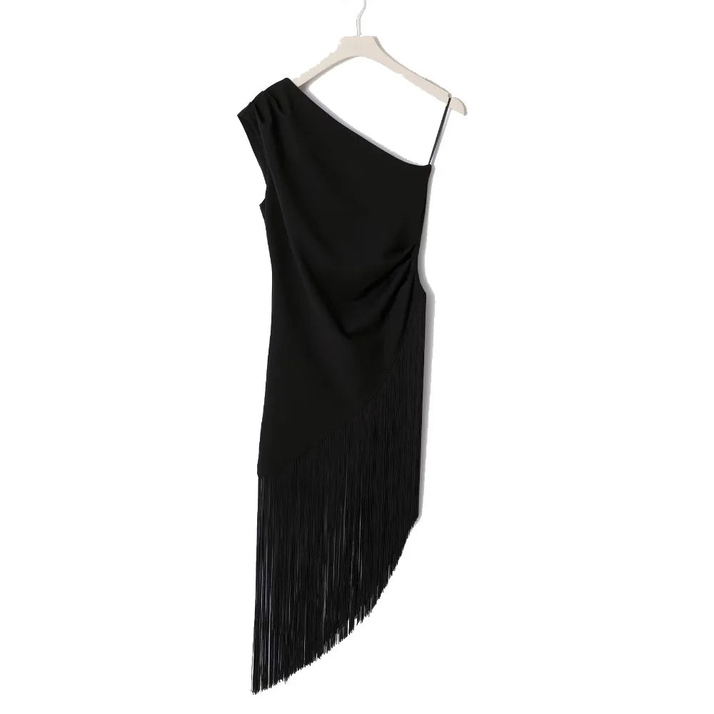 Tasseled One-Shoulder Top | Women's Asymmetric Backless Blouse