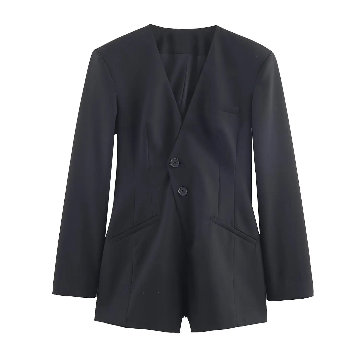 Blazer Romper Jumpsuit | Women's V-Neck Slim Long-Sleeve Shorts Set