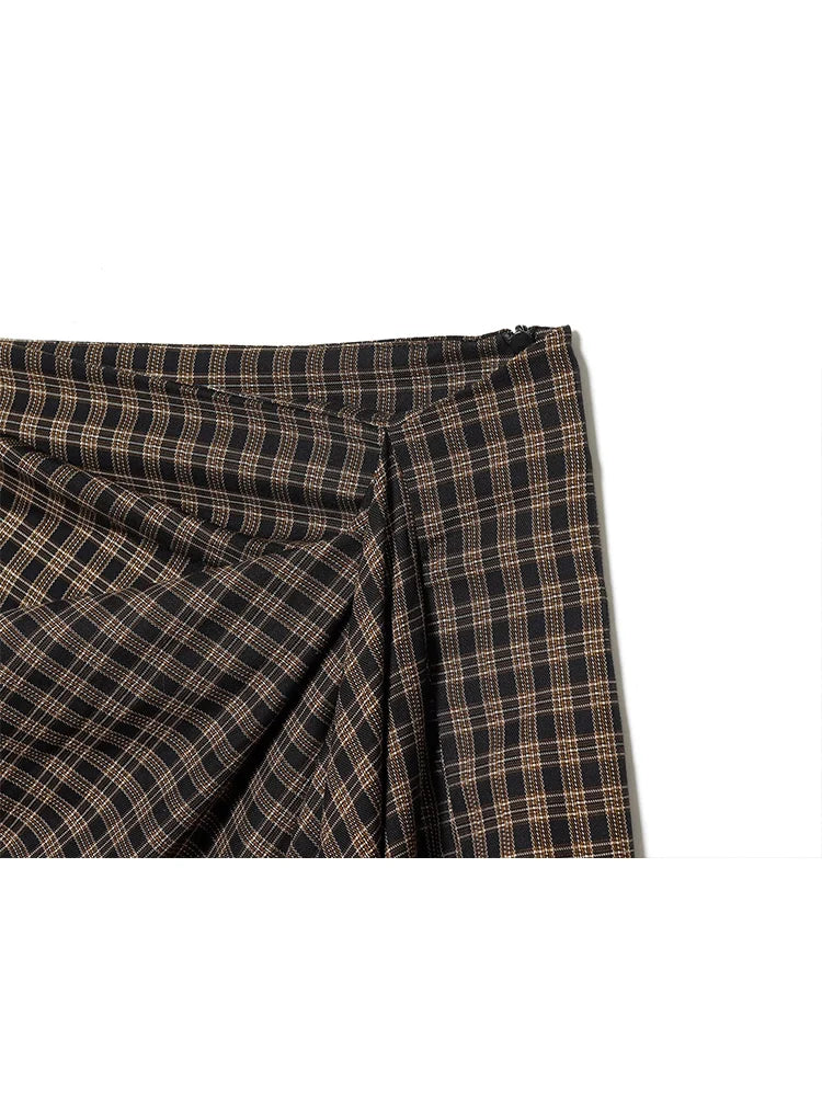 Plaid Straight-Cut Midi Skirt | Women's High-Waist Tailored Skirt
