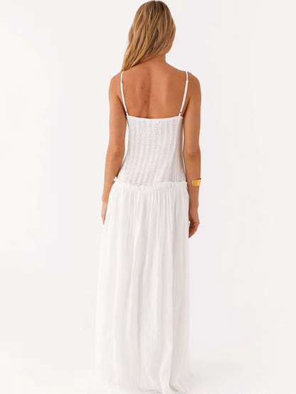 Strappy A-Line Slip Dress | Women's Long Solid Summer Dress